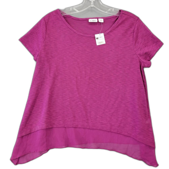 Cato Purple Preppy Shirt Classic Short Sleeve Scoop Neck Casual NEW Women Size M - Picture 1 of 9